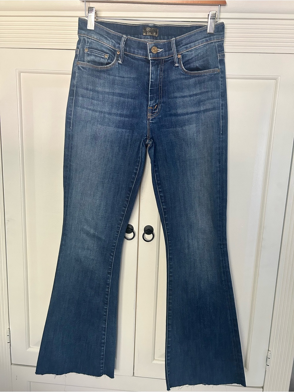 MOTHER Blue High-Rise Flared Jeans weekends Frey Not Rough Enough